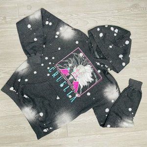 Disney villains cruella de Vil white tie dye style graphic hoodie long sleeve sw